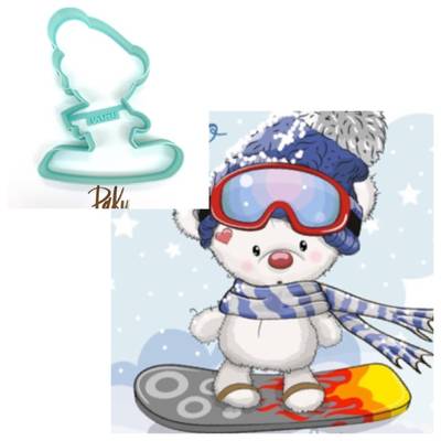 Plastik kalıp Teddy on Skateboard; 10,3*8 cm - 3