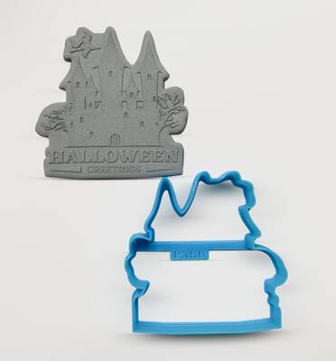 3D-plastic cutter HALLOWEEN GREETINGS-2; 7,8*7,8 cm