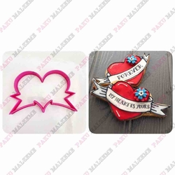 Paku Malzeme - 3D-plastic cutterHeart w/Banner; 9,5*6 cm