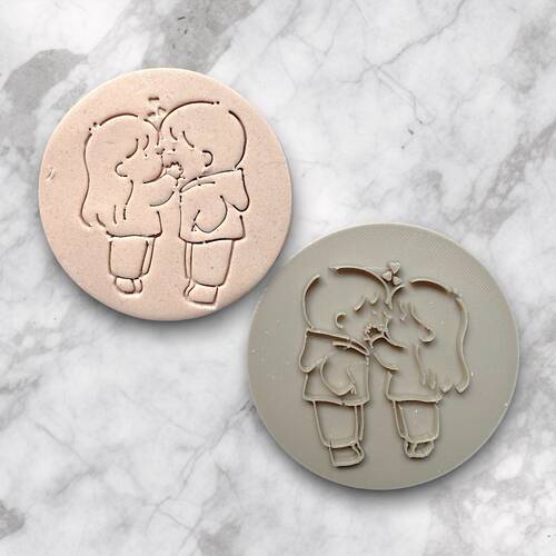 Plastik kaşe embosser baskı LOVERS-2; 80 mm çerçeveli