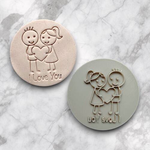 Plastik kaşe embosser baskı LOVERS; 80 mm çerçeveli