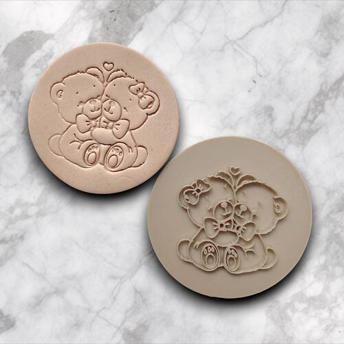 Plastik kaşe embosser baskı LOVERS TEDDY; 80 mm çerçeveli