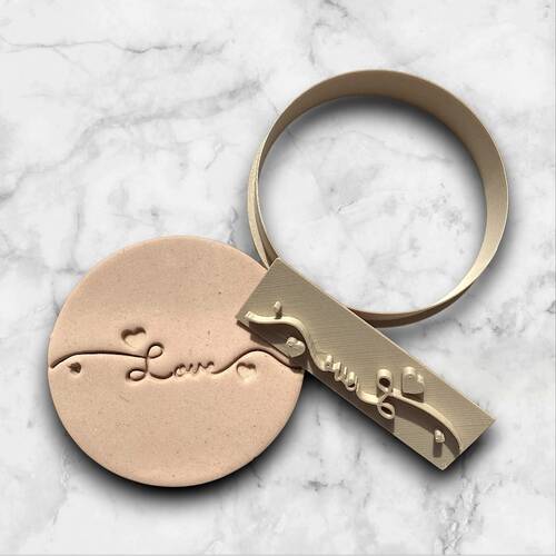 Plastik kesici / embosser baskı LOVE SIGNATURE; 70 mm