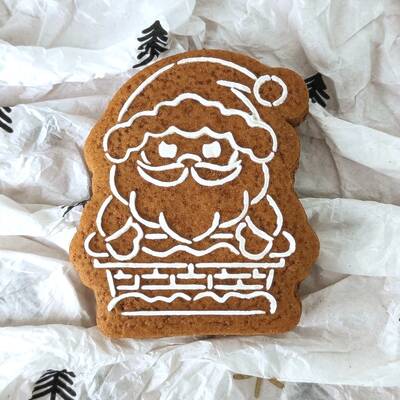 Plastik kesici kalıp SANTA on the CHIMNEY; 7 cm - 2