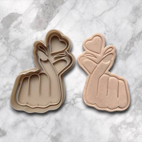 Plastik kesici kalıp ve baskı seti FINGER HEART