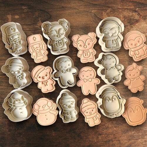 Plastik kesici kalıp ve baskı seti GINGERBREAD BOY