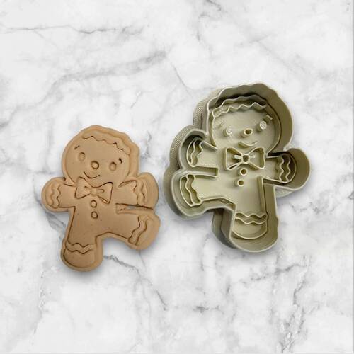 Plastik kesici kalıp ve baskı seti GINGERBREAD BOY