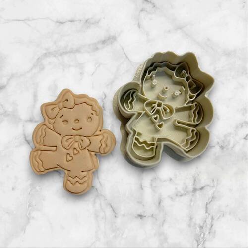Plastik kesici kalıp ve baskı seti GINGERBREAD GIRL