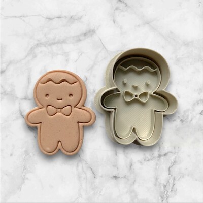 Paku Malzeme - Plastik kesici kalıp ve baskı seti GINGERBREAD MAN
