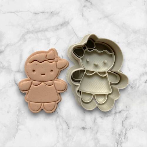 Plastik kesici kalıp ve baskı seti GINGERBREAD WOMAN