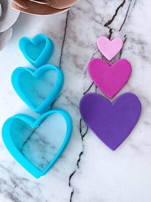 3D-Plastic mini cutter HEARTS TRIO; height 15-25-35mm