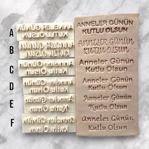 Plastik stamp kaşe ANNELER GÜNÜN KUTLU OLSUN; 6-7 cm genişlik