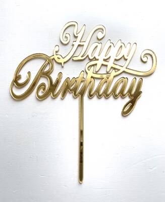 Acrylic cake topper HAPPY BIRTHDAY-1 Gold;15*16 cm - 1