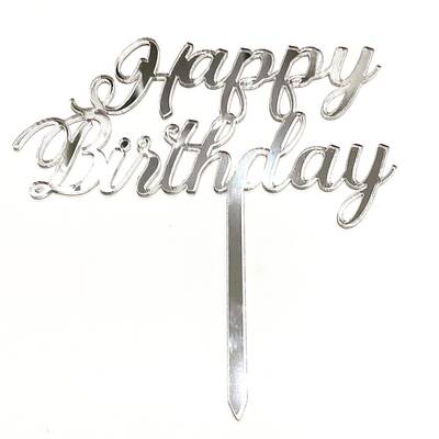 Acrylic cake topper HAPPY BIRTHDAY-3 Silver;14*16 cm - 1