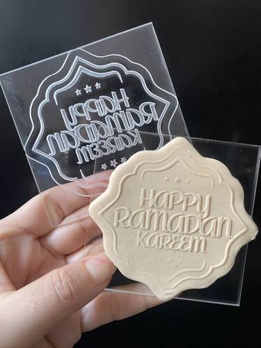 Pop-it acrylic stamp HAPPY RAMADAN KAREEM; 8*8 cm