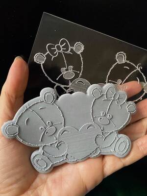 Pop-it acrylic stamp Teddy Valentines; 11,0*8,0 cm