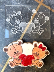 Paku Malzeme - Pop-it acrylic stamp Teddy Valentines; 11,0*8,0 cm (1)