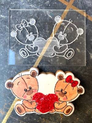 Pop-it acrylic stamp Teddy Valentines; 11,0*8,0 cm