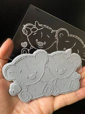 Pop-it acrylic stamp Teddy Valentines-2; 11,0*8,0 cm