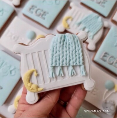 Paku Malzeme - Pop-it acrylic stamp BABY CRIB; 10,0*8,0 cm (1)