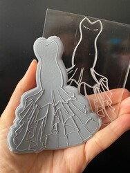 Paku Malzeme - Pop-it acrylic stamp BRIDAL GOWN; 10,0*8,0 cm