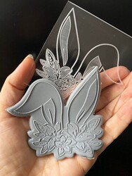 Paku Malzeme - Pop-it acrylic stamp BUNNY EARS; 8,0*8,0 cm