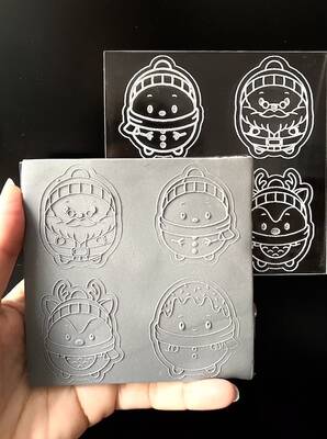 Pop-it acrylic stamp Chubby Xmas Figures; 10*10 cm