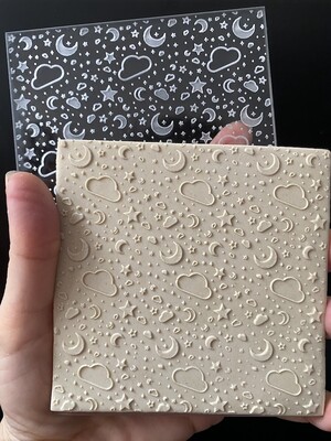 Paku Malzeme - Pop-it stamp kaşe CLOUDS, MOON & STARS; 10x10 cm Paku Malzeme - Pop-it stamp kaşe CLOUDS, MOON & STARS; 10x10 cm