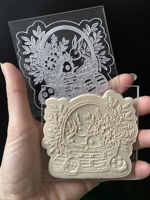 Paku Malzeme - Pop-it stamp kaşe EASTER BASKET; 8x8 cm