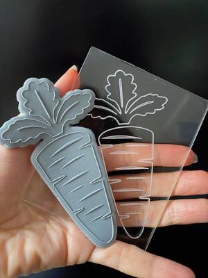 Pop-it acrylic stamp EASTER CARROT; 10,0*8,0 cm