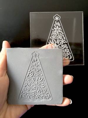 Pop-it acrylic stamp EMBOSSED TREE; 8,0*8,0 cm
