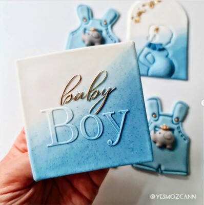 Paku Malzeme - Pop-it stamp kaşe Erkek Bebek; 8,0*8,0 cm (1)