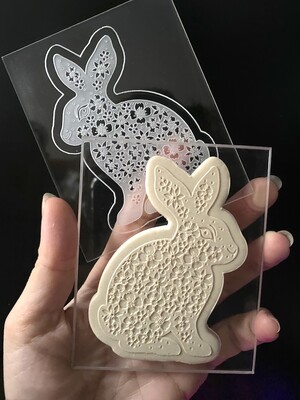 Paku Malzeme - Pop-it stamp kaşe FLORAL BUNNY; 10x8 cm