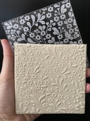 Paku Malzeme - Pop-it stamp kaşe FLORAL EMBROIDERY-2; 10x10 cm