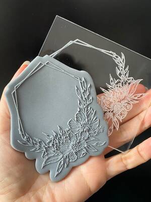 Pop-it acrylic stamp FLORAL WREATH-8; 10,0*8,0 cm