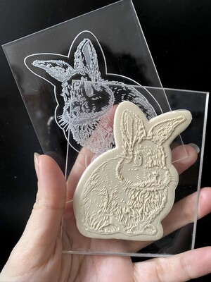 Paku Malzeme - Pop-it stamp kaşe FUR BUNNY; 10x8 cm