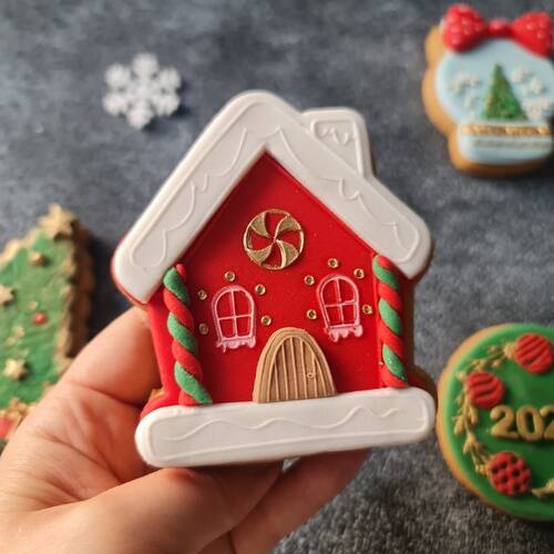 Pop-it stamp kaşe Gingerbread House Kurabiye Ev; 10,0*8,0 cm