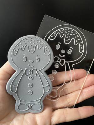 Pop-it acrylic stamp Gingerbread Toy; 10,0*8,0 cm