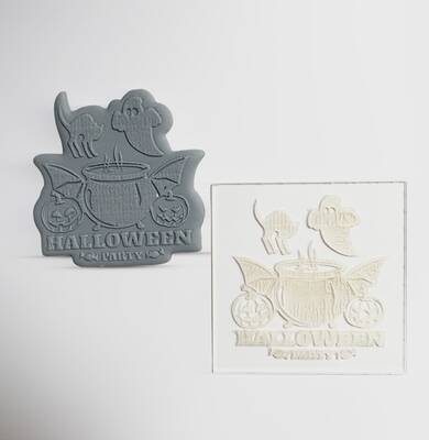 Pop-it acrylic stamp HALLOWEEN PARTY; 8,0*8,0 cm