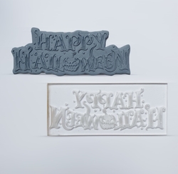 Paku Malzeme - Pop-it acrylic stamp HAPPY HALLOWEEN Lettering-1; 12,0*5,0 cm