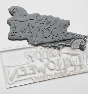 Pop-it acrylic stamp HAPPY HALLOWEEN Lettering-2; 12,0*5,0 cm