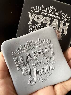 Pop-it stamp kaşe HAPPY NEW YEAR-3; 8,0*8,0 cm