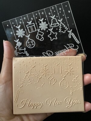 Paku Malzeme - Pop-it stamp kaşe HAPPY NEW YEAR GARLAND;10x8 cm Paku Malzeme - Pop-it stamp kaşe HAPPY NEW YEAR GARLAND;10x8 cm
