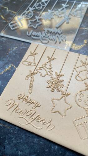 Pop-it stamp kaşe HAPPY NEW YEAR GARLAND;8x8 cm