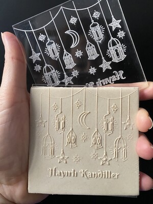 Paku Malzeme - Pop-it stamp kaşe HAYIRLI KANDİLLER; 8x8 cm Paku Malzeme - Pop-it stamp kaşe HAYIRLI KANDİLLER; 8x8 cm