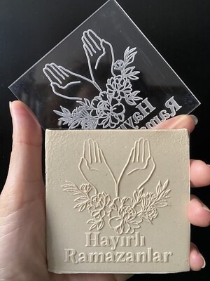 Paku Malzeme - Pop-it stamp kaşe HAYIRLI RAMAZANLAR-1; 8x8 cm Paku Malzeme - Pop-it stamp kaşe HAYIRLI RAMAZANLAR-1; 8x8 cm