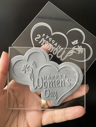 Paku Malzeme - Pop-it acrylic stamp Heart Womens Day; 10,0*8,0 cm