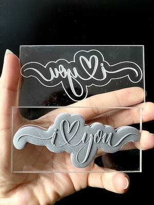 Pop-it acrylic stamp I LOVE YOU CALLIGRAPHY; 10x5 cm - 1