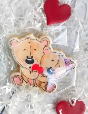 Pop-it acrylic stamp Teddy Bear sharing Heart; 10,0*8,0 cm
