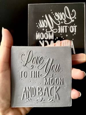 Pop-it acrylic stamp LOVE YOU TO THE MOON; 8x8 cm - 1